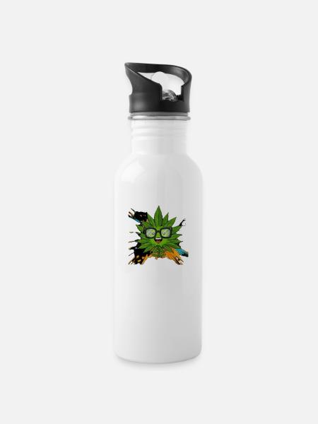Nerdybud - Trinkflasche mit integriertem Trinkhalm - Weiß