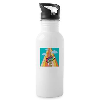 Radiomann - Trinkflasche mit integriertem Trinkhalm - Weiß - Rechts