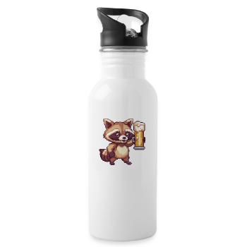 Raccoon Pixel Bière - Gourde avec paille intégrée - blanc - Droite