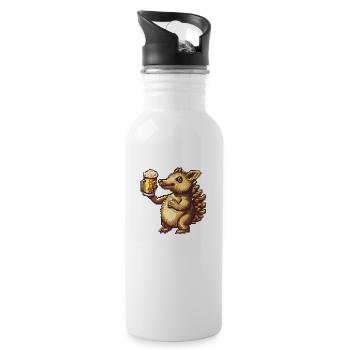 Gürteltier Pixel Bier - Trinkflasche mit integriertem Trinkhalm - Weiß - Rechts
