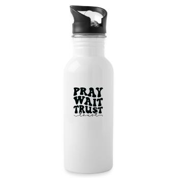 Praying, waiting, trusting - Water bottle with straw - white - Right