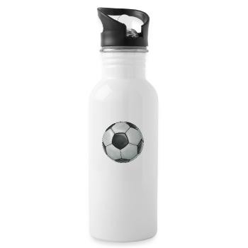 Fußball - Trinkflasche mit integriertem Trinkhalm - Weiß - Rechts
