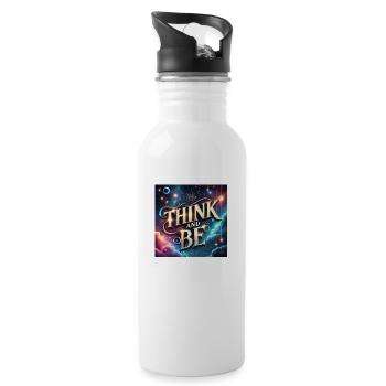 Think and be - Trinkflasche mit integriertem Trinkhalm - Weiß - Rechts