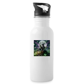 Gothic Elfe mit Laterne - Trinkflasche mit integriertem Trinkhalm - Weiß - Rechts