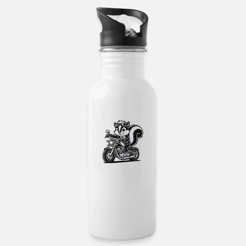Moto Skunk - Gourde avec paille intégrée - blanc