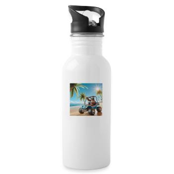 Sloth Wanderer Dune Buggy - Water bottle with straw - white - Right