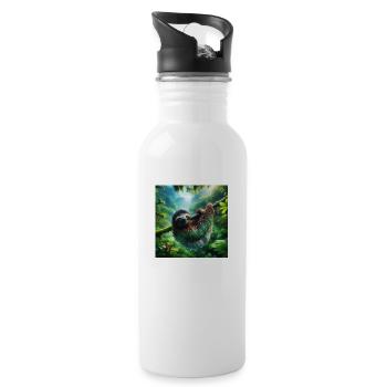 Faultier Wanderer Pura Vida - Trinkflasche mit integriertem Trinkhalm - Weiß - Rechts