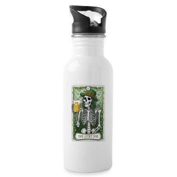 Tarotkarte - Trinkflasche mit integriertem Trinkhalm - Weiß - Rechts