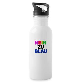 Nein zu blau 1 - Trinkflasche mit integriertem Trinkhalm - Weiß - Rechts