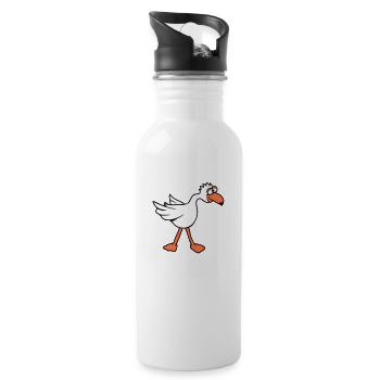 Parrot bird looks funny goofy silly confused - Water bottle with straw - white - Right