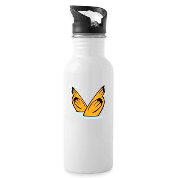 2 ducks diving underwater head lake drinking water - Water bottle with straw - white - Right