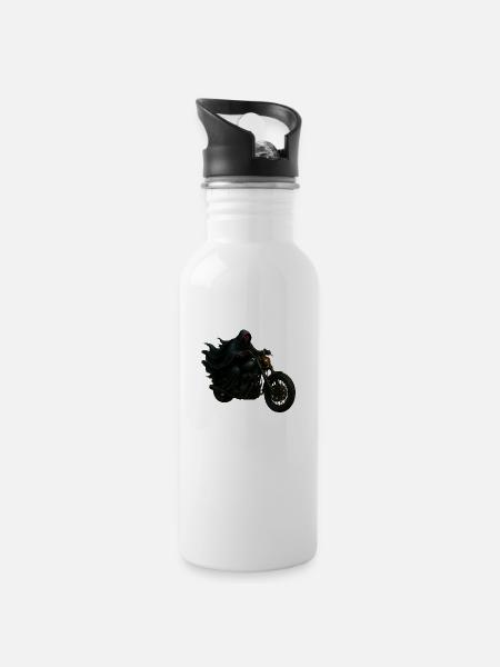 Death Rider - Trinkflasche mit integriertem Trinkhalm - Weiß