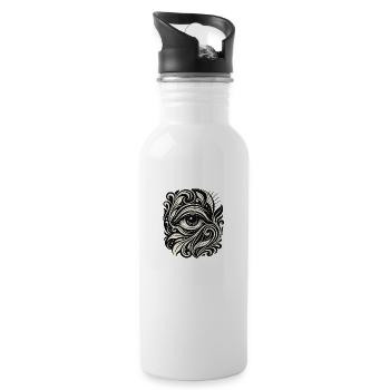 Vision Flow – All-Seeing Art - Trinkflasche mit integriertem Trinkhalm - Weiß - Rechts