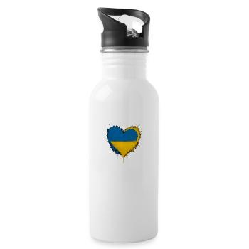 Ukraine Heart - Water bottle with straw - white - Right