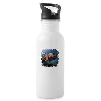 Ein kapitaler Barsch - Trinkflasche mit integriertem Trinkhalm - Weiß - Rechts