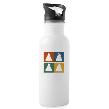Pop Art Poop – Colorful & Ironic - Water bottle with straw - white - Right