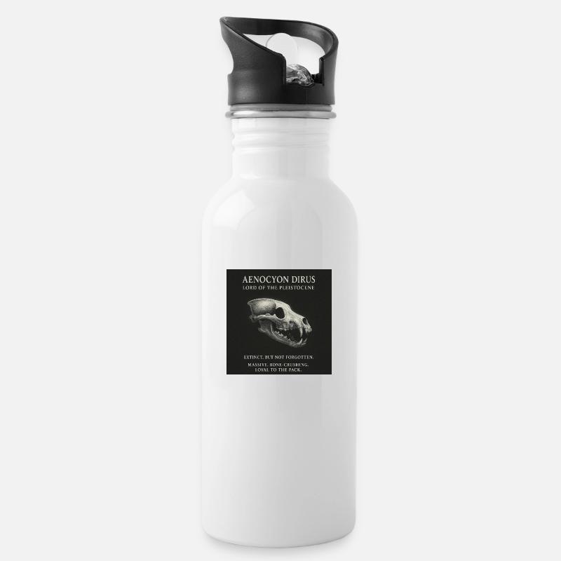 Schattenwolf - Aenocyon Dirus - Trinkflasche mit integriertem Trinkhalm - Weiß