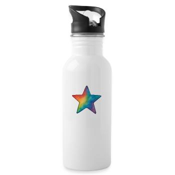 Watercolor Star – Colorful Star in Watercolor Style - Water bottle with straw - white - Right