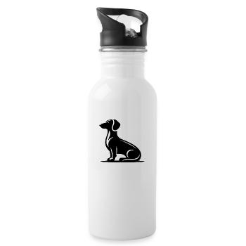 Simple Dog Motif Hunting Dog Silhouette - Water bottle with straw - white - Right