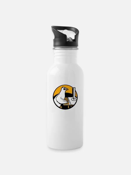 Pigeon Works Office Computer Keyboard Mouse Gamer - Water bottle with straw - white