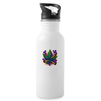Trippy Leaf - Trinkflasche mit integriertem Trinkhalm - Weiß - Rechts