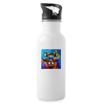 Capybara, capybara, graffiti, peinture, coloré - Gourde avec paille intégrée - blanc - Droite