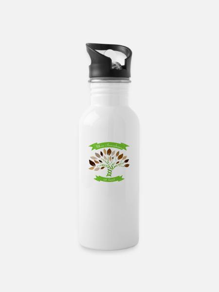 Mein Stammbaum ist bunt - Trinkflasche mit integriertem Trinkhalm - Weiß