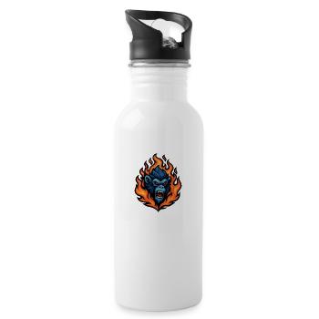 Monkey – Sky Jumper | Urban Zodiac Mascot - Water bottle with straw - white - Right