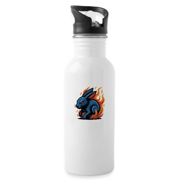 Rabbit – Moon Runner | Urban Zodiac Mascot - Water bottle with straw - white - Right