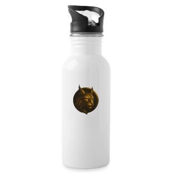 Lynx in the emblem – wild forest animal in noble style - Water bottle with straw - white - Right