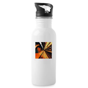 Graphic subway station geometrically warm colors - Water bottle with straw - white - Right