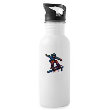 Skater - Trinkflasche mit integriertem Trinkhalm - Weiß - Rechts