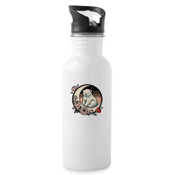 Polar Bear Moon - Water bottle with straw - white - Right