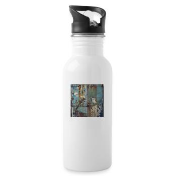 Graffiti Singvögel Rost Metall Container urban - Trinkflasche mit integriertem Trinkhalm - Weiß - Rechts