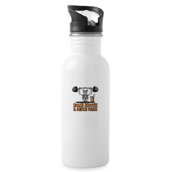 Bone Broth & Bench Press - Water bottle with straw - white - Right
