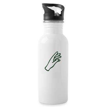 Minimalist hand motif in single-line drawing - Water bottle with straw - white - Right