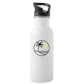 Palme Ozean Insel - Trinkflasche mit integriertem Trinkhalm - Weiß - Rechts