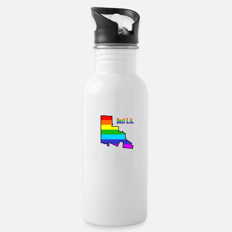 EAST L.A. Regenbogen - Trinkflasche mit integriertem Trinkhalm - Weiß