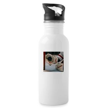 Sports - hockey, goalie picks up the puck - Water bottle with straw - white - Right