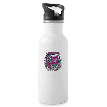 Grinsekatze original - Trinkflasche mit integriertem Trinkhalm - Weiß - Rechts