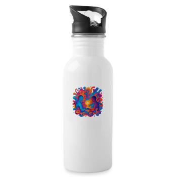 0012 love is yes - Water bottle with straw - white - Right