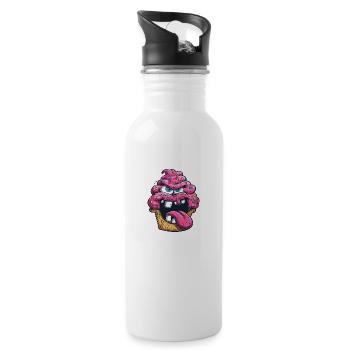 Durchgeknallter Cupcake. - Trinkflasche mit integriertem Trinkhalm - Weiß - Rechts