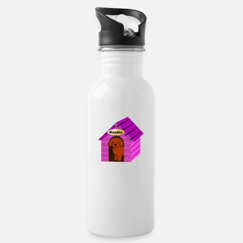 Karma is' ne... - Trinkflasche mit integriertem Trinkhalm - Weiß