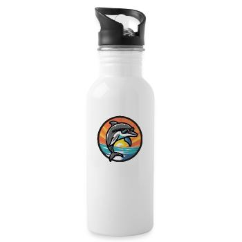 Delfin Cool Comic - Trinkflasche mit integriertem Trinkhalm - Weiß - Rechts