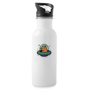capybara ufo - Trinkflasche mit integriertem Trinkhalm - Weiß - Rechts