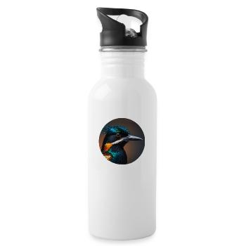 kolibri,vogel, illustration,bunt,glitzer,eisvogel - Trinkflasche mit integriertem Trinkhalm - Weiß - Rechts