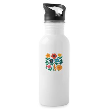 Bloody Vibes - Flache Designblumen - Trinkflasche mit integriertem Trinkhalm - Weiß - Rechts