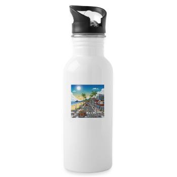 Straße in Newport Beach - Trinkflasche mit integriertem Trinkhalm - Weiß - Rechts