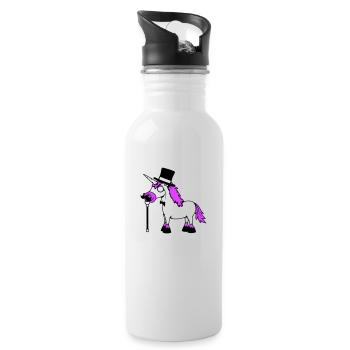 Licorne Sir Gentleman Mr. Rich Monocle Chapeau haut de forme - Gourde avec paille intégrée - blanc - Droite