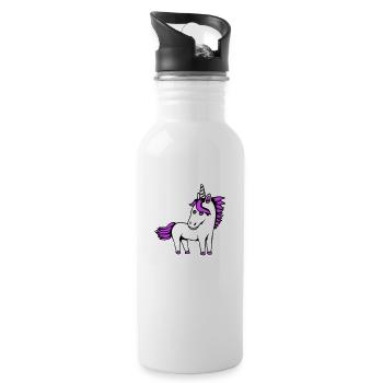 Licorne fille assez sympathique dessin animé cheval - Gourde avec paille intégrée - blanc - Droite